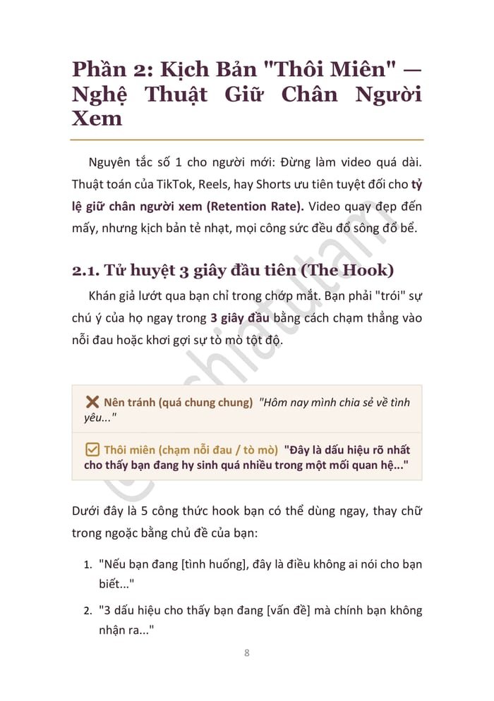Trang mẫu trong sổ tay — Kịch bản Thôi Miên